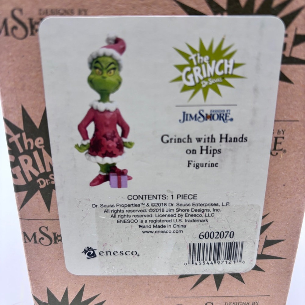 Enesco The Grinch Green and Red Holiday Figurine Box Art
